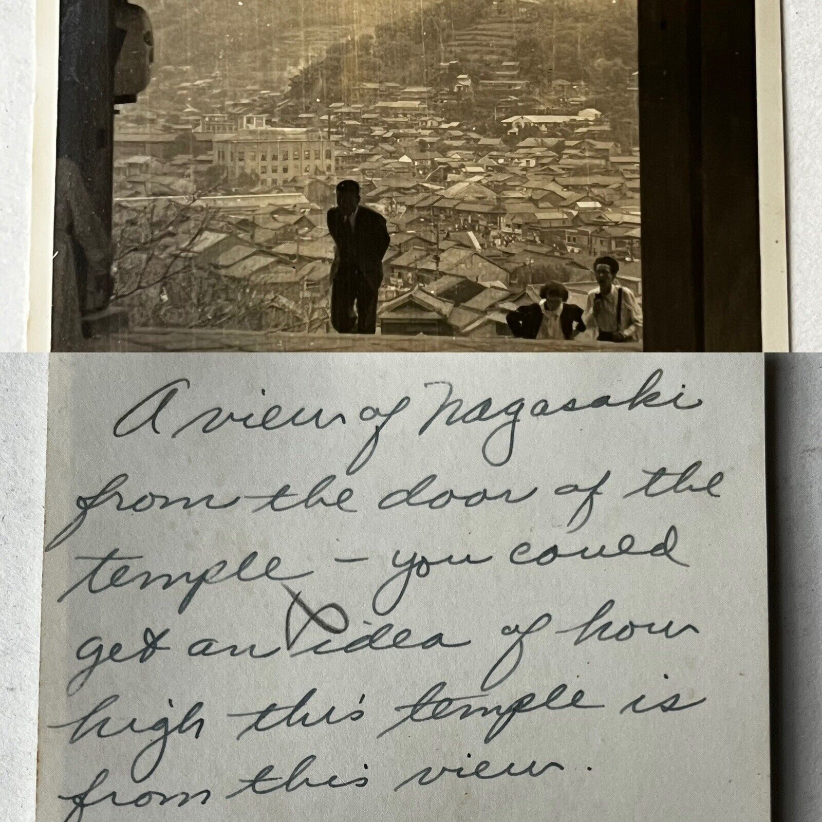 NAGASAKI JAPAN 1950 View From JAPANESE TEMPLE on MOUNTAIN Rare PHOTOGRAPHY JAPAN