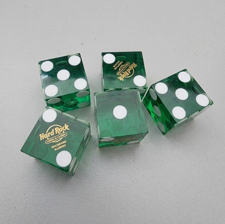 Hard Rock Casino Rockford Illinois Emerald Green Official Craps Dice Stick of 5