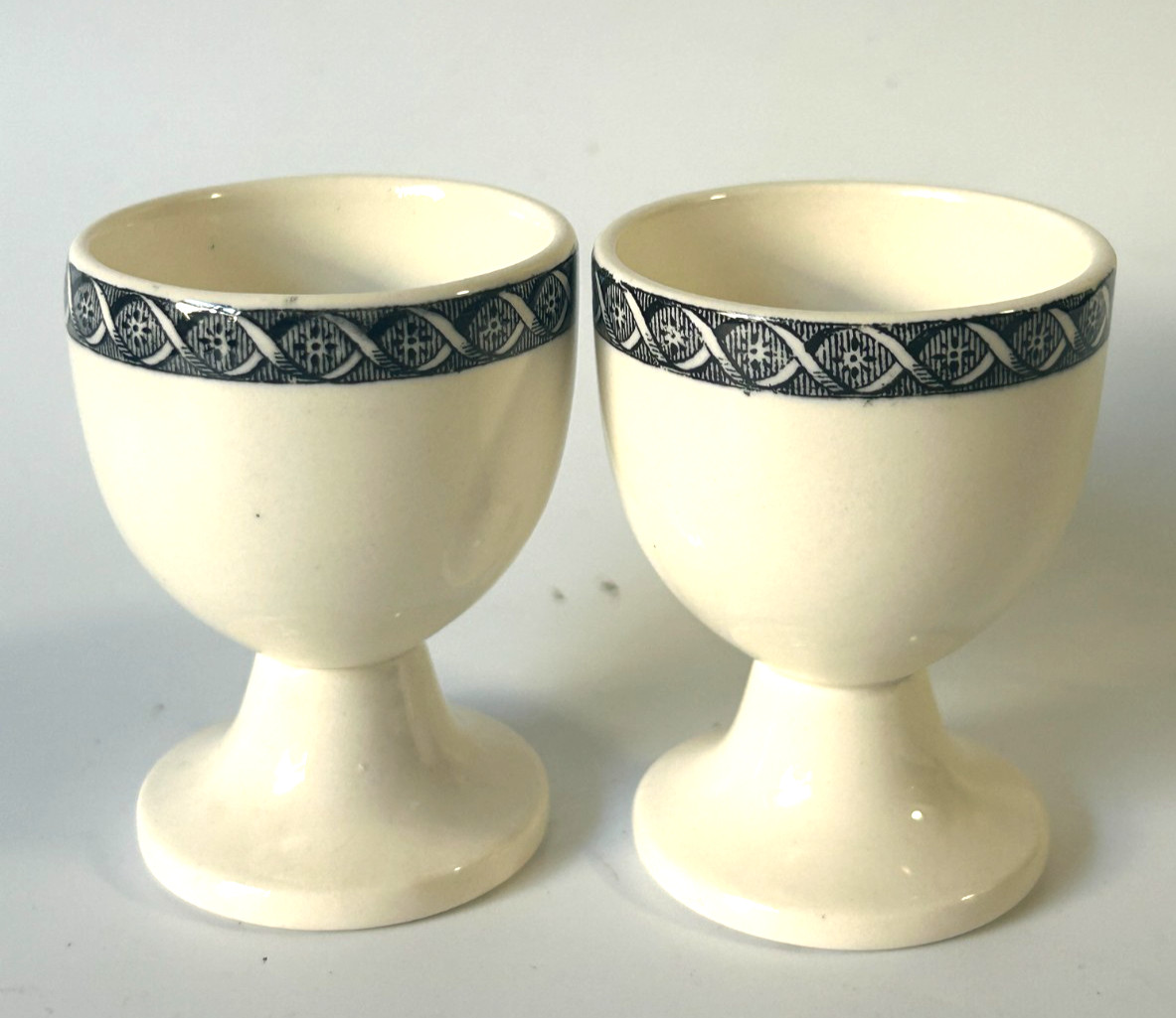 Set of Two Vintage Wedgwood Black Lugano Pattern Hard to Find Egg Cups