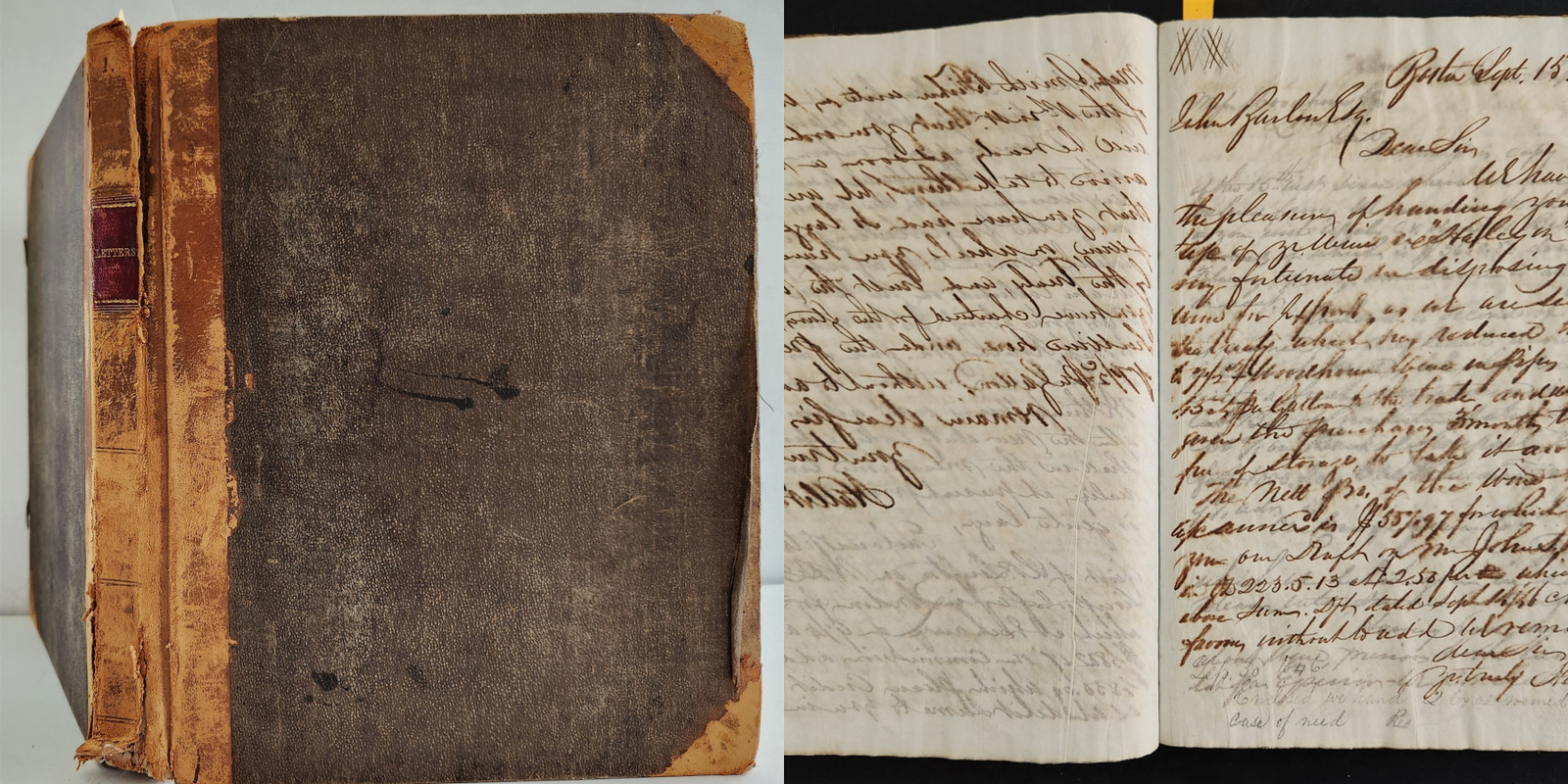 1844 antique HALLET BLAKE boston pa LETTERS re SHIPS penmanship thin paper copy