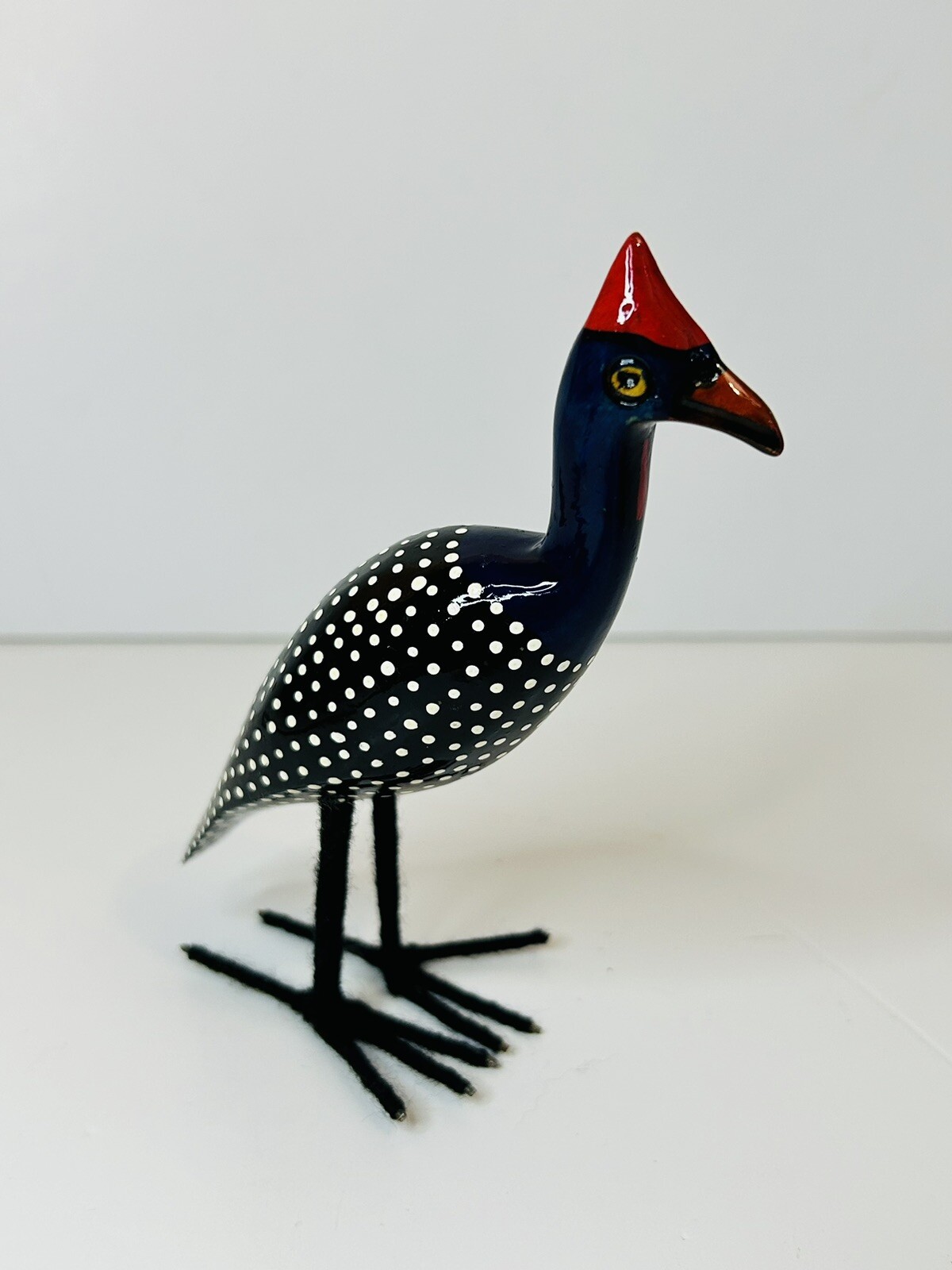 Vtge Guinea Hen Sculpture Bird Hand Carved Wood Folk Art Vtge Guinea Hen Sculpture Bird Hand Carved Wood Folk Art
