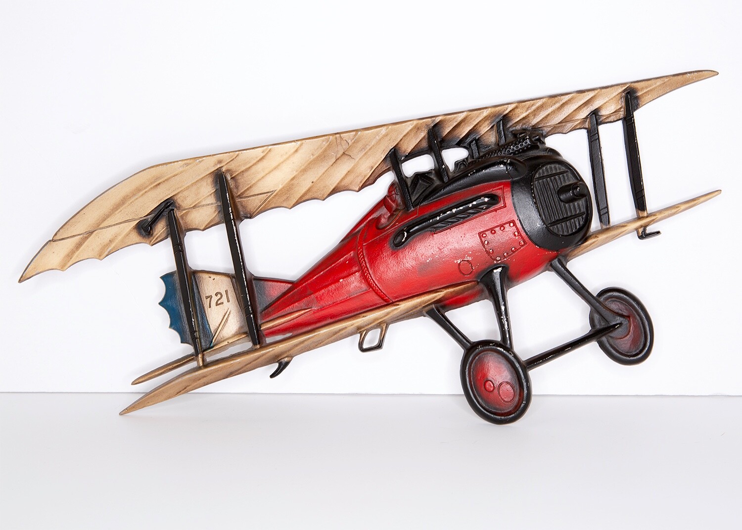 Vintage Sexton Airplane Wall Art, Red with Black and Beige, Nice Condition
