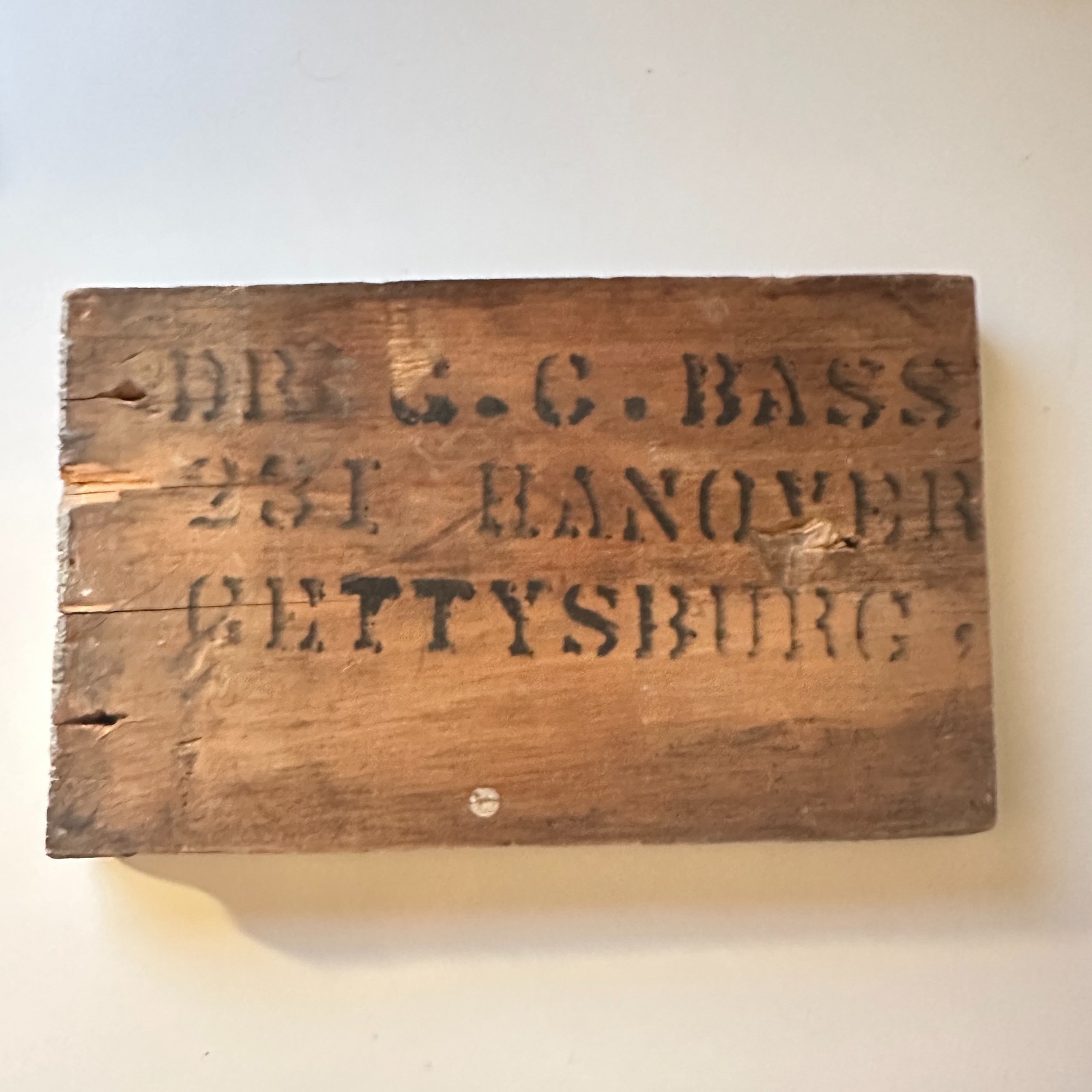Dr. G.C. Bass - Original Piece of Wood From The Keystone Inn Gettysburg PA 4TH-9 Dr. G.C. Bass - Original Piece of Wood From The Keystone Inn Gettysburg PA 4TH-9