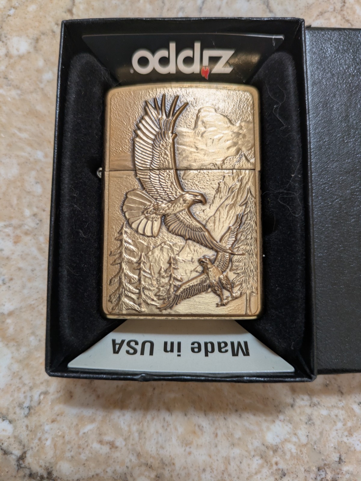 SOLID BRASS 2010 ZIPPO LIGHTER BARRETT SMYTHE EMBLEM WHERE THE EAGLES DARE. Good