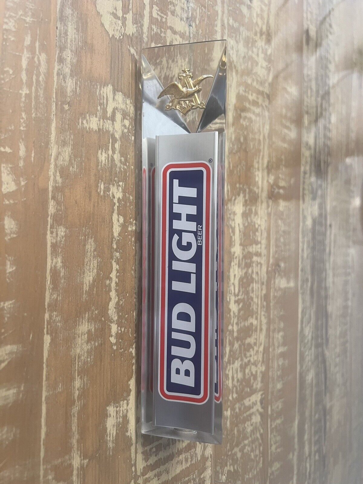 Vintage Budweiser Bud Light Acrylic Beer Tap Handle Triangle Shape