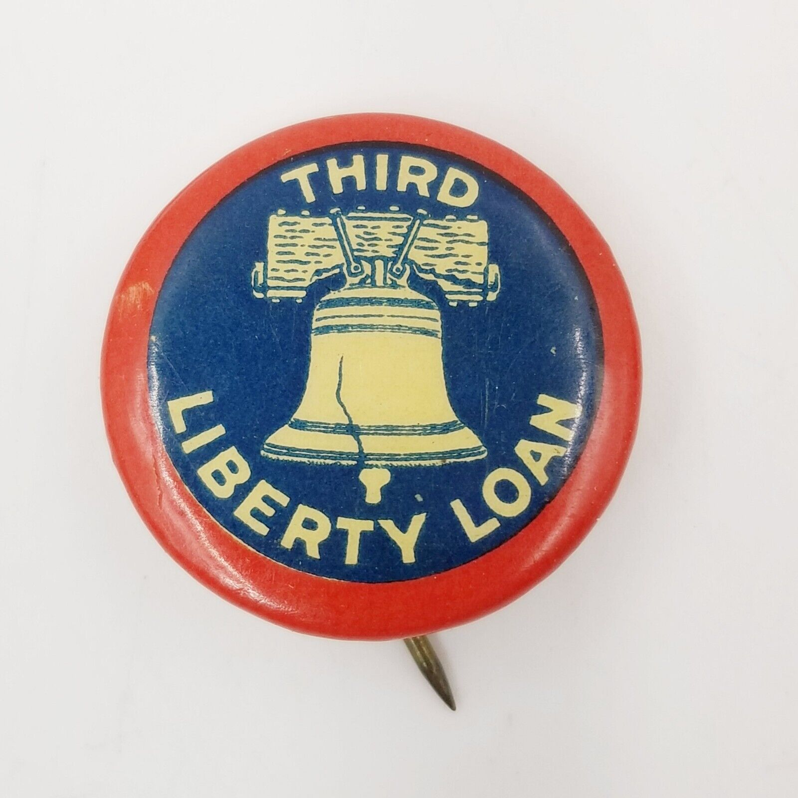 Vintage THIRD LIBERTY LOAN Red White & Blue pin app. 1918 Liberty Loan Acts WWII