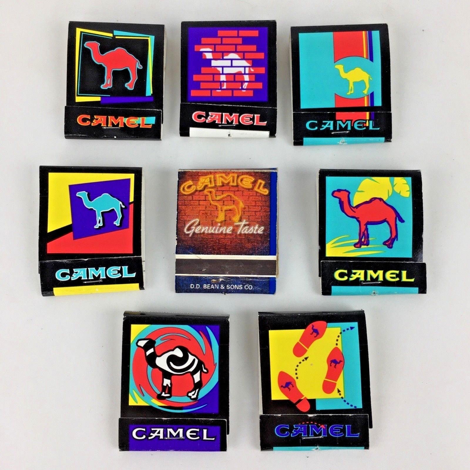 Lot 8 CAMEL Matchbook Covers Eddie New York Chicago Seattle Advertising Vintage