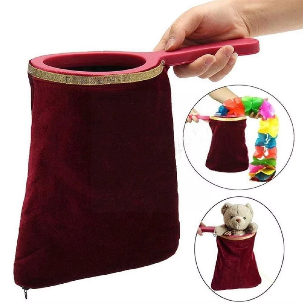 Magic Change Bag Twisting Handle Velvet Disappearing Appearing Trick Prop Kids