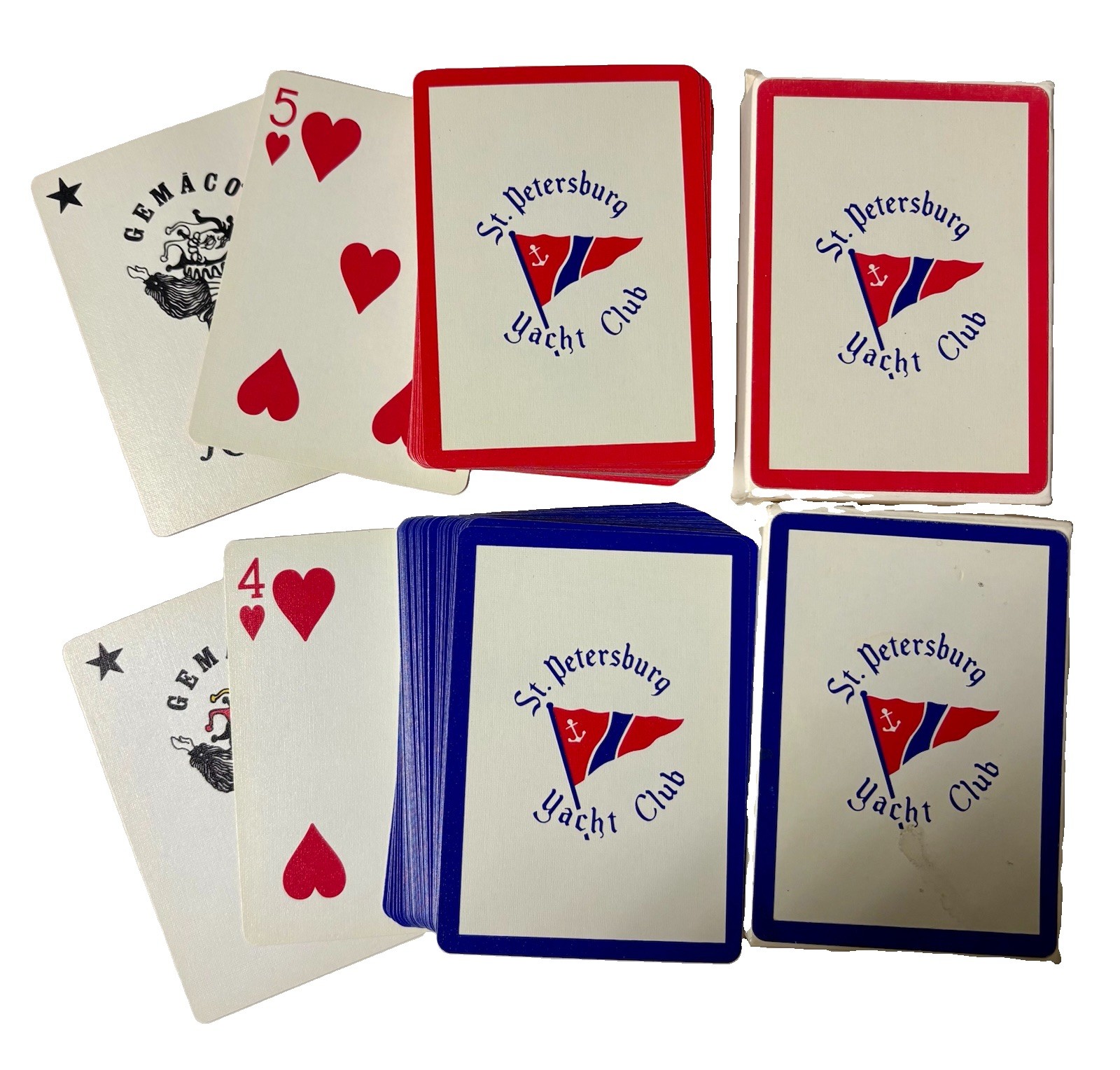 Vintage St Petersburg Yacht Club Playing Cards Lot Of 2 Decks Blue Red SPYC FL Vintage St Petersburg Yacht Club Playing Cards Lot Of 2 Decks Blue Red SPYC FL