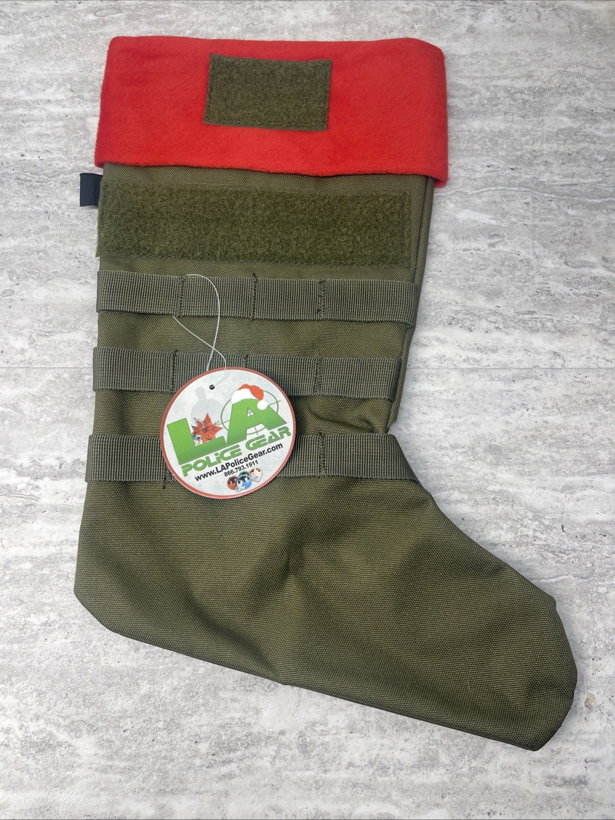 LA POLICE GEAR Christmas Stocking Tactical MOLLE Elite Green Red NEW