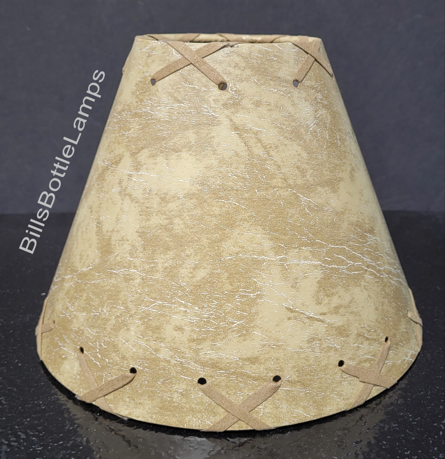 Faux Leather LAMP SHADE Clip-On Bulb Style Rustic Country Cottage Cabin 9 inch