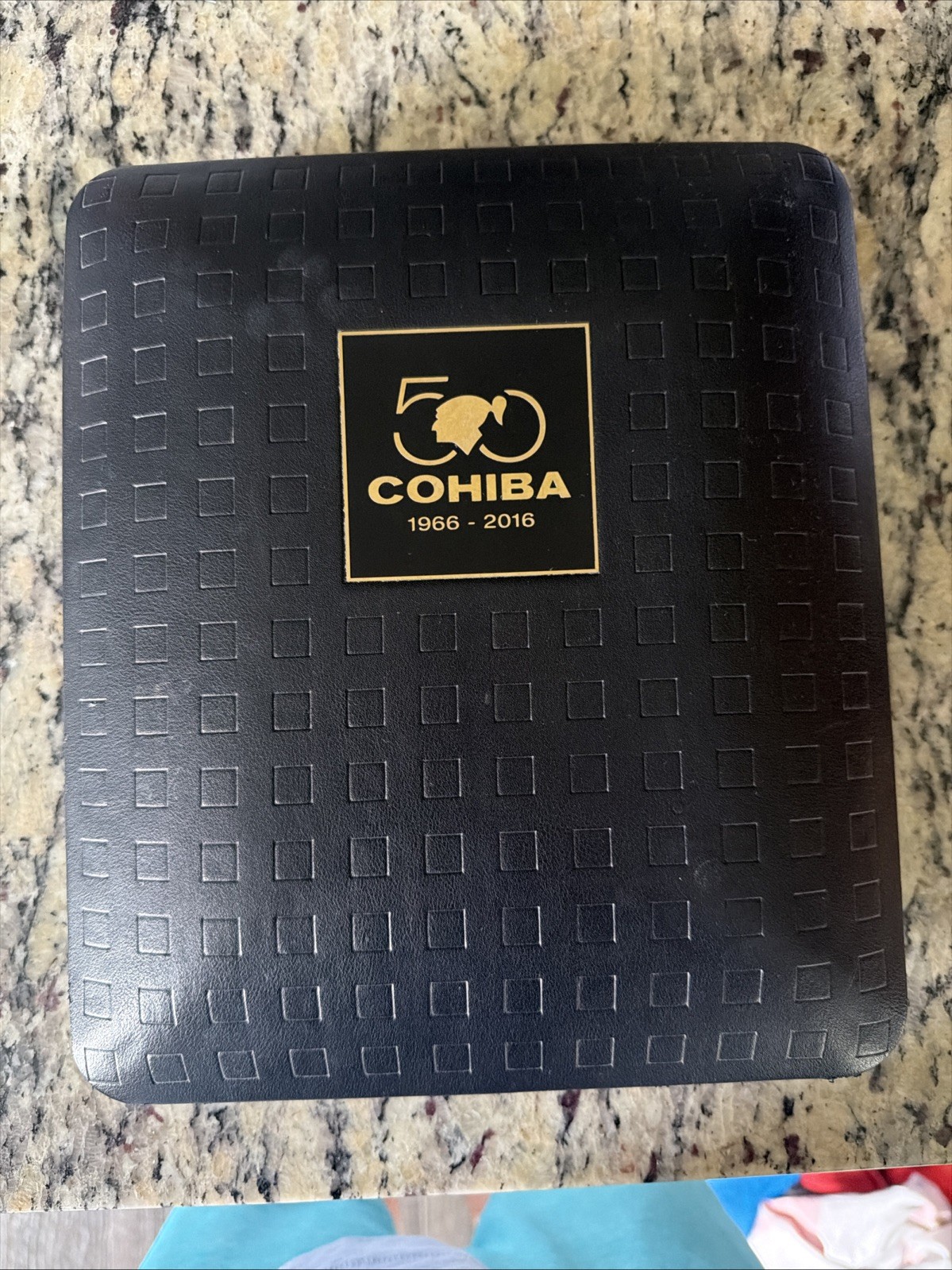 Cohiba Black Leather Portable Cedar Cigar Holder Travel Humidor Box 50th Anniver