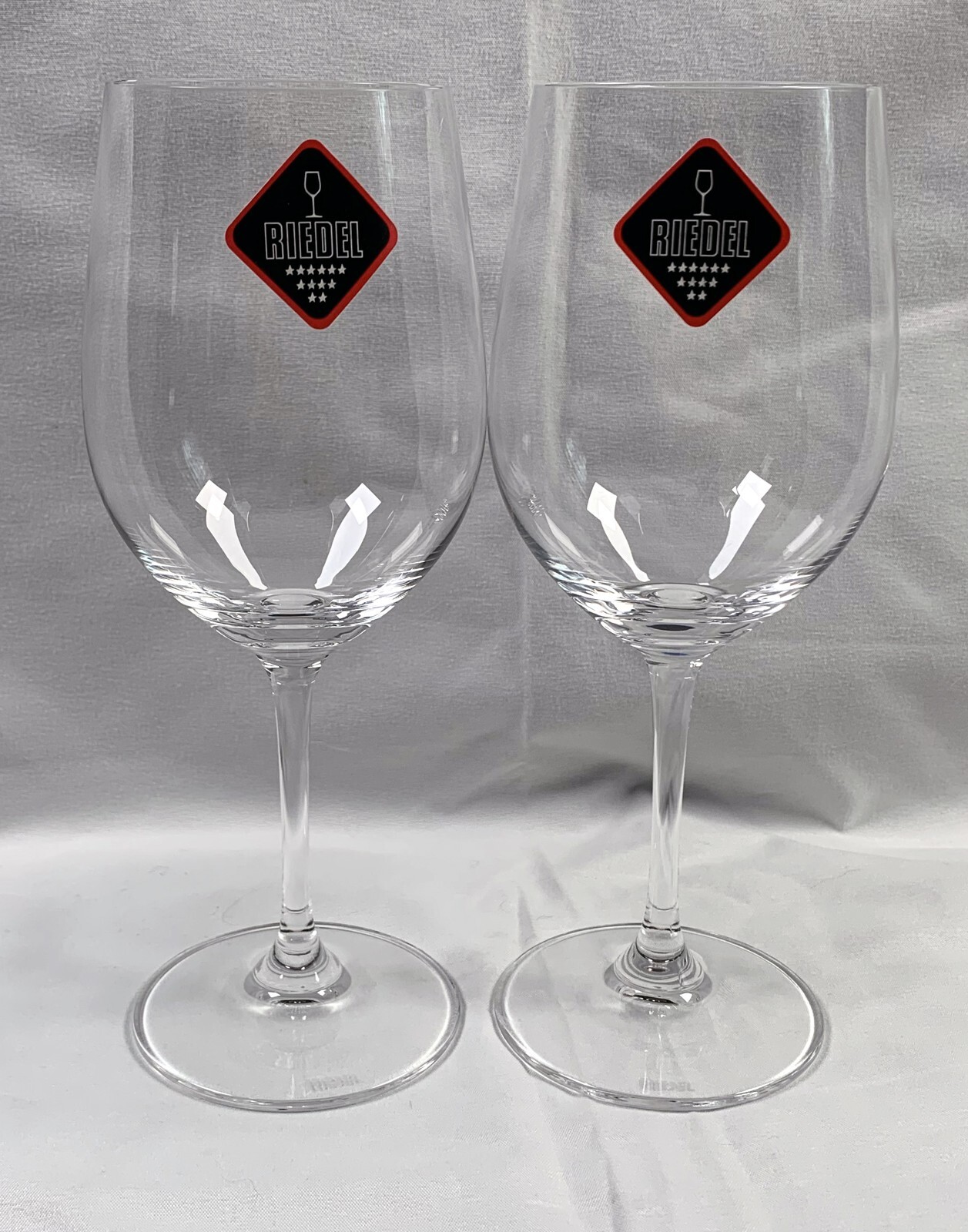 2 New Riedel Tyrol Crystal Stemmed Wine Etched Glasses 12 oz Made in Germany