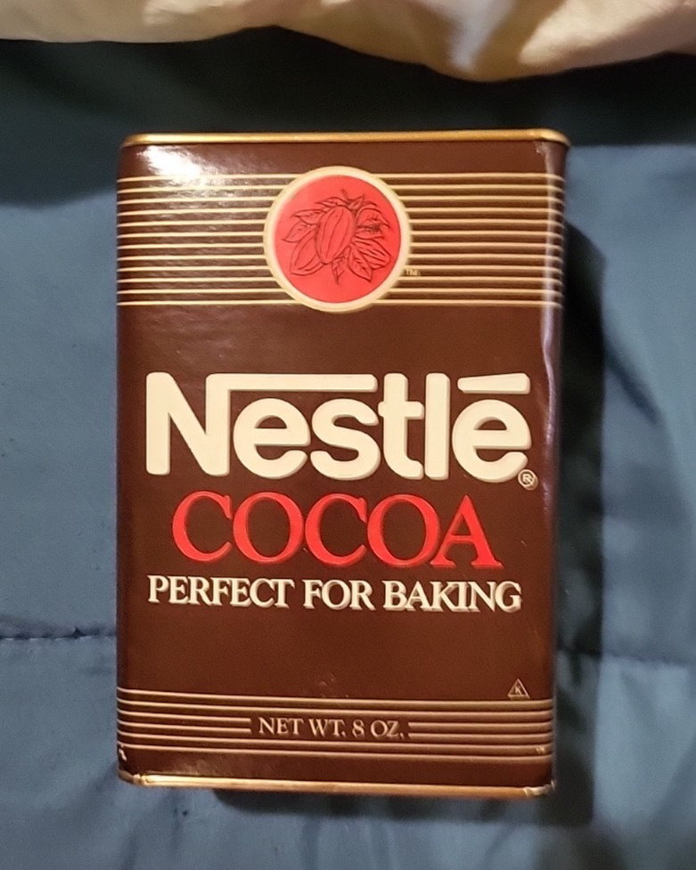 VTG Nestle Cocoa Baking Chocolate Container 8oz Tin Top/Bottom Display Rectangle