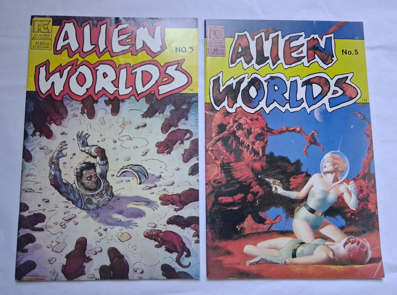 Alien Worlds 3 & 5 Pacific Comics 1983 Comic Lot of 2