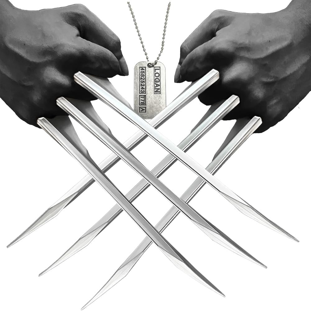 Plastic Wolf Claws Set for Adults, Logan & X-23 Metal-Like Ninja Weapon Cosplay