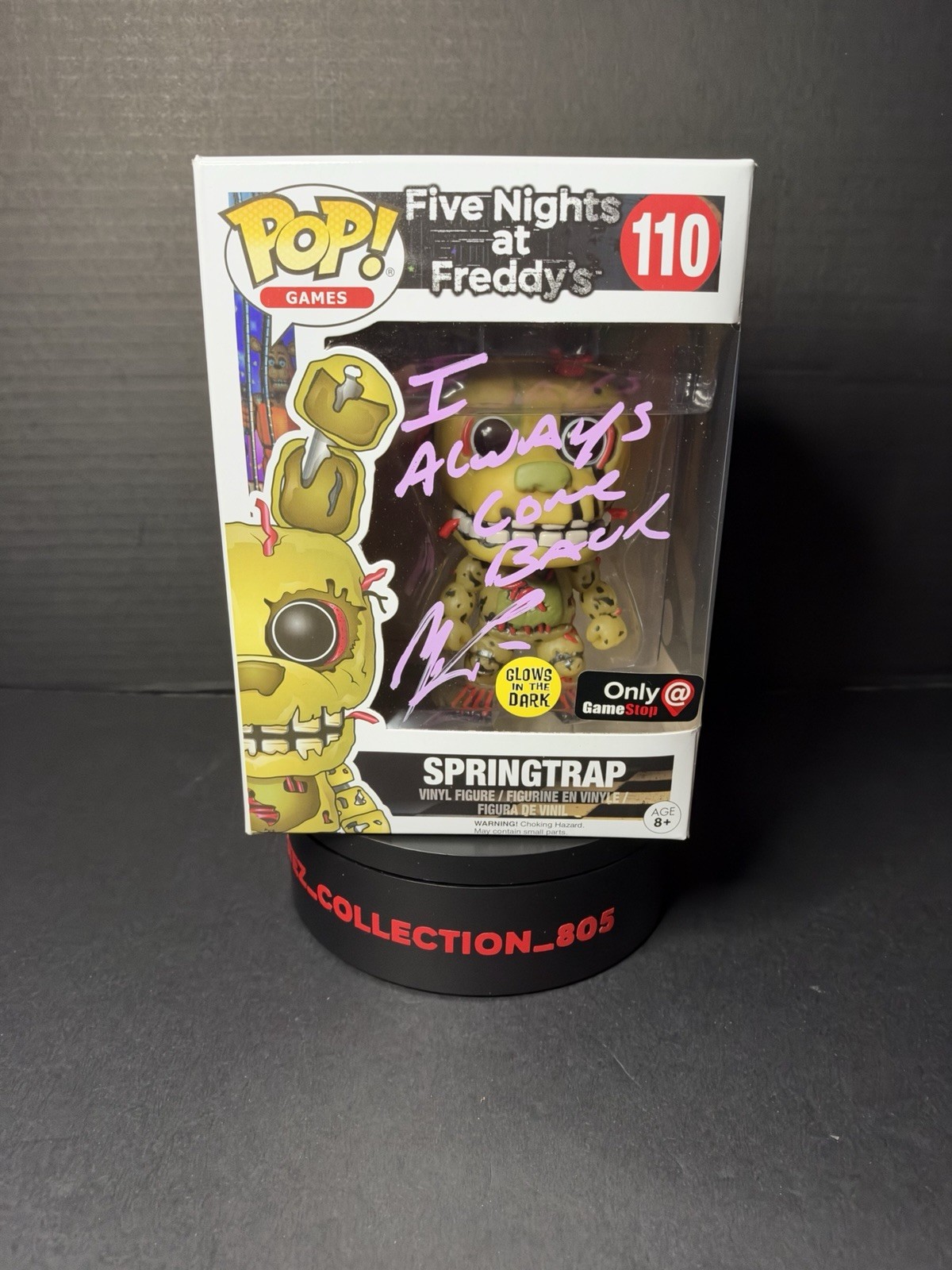 Funko Pop Five Nights: Springtrap Glow #110 Signed Matthew Lillard W/COA