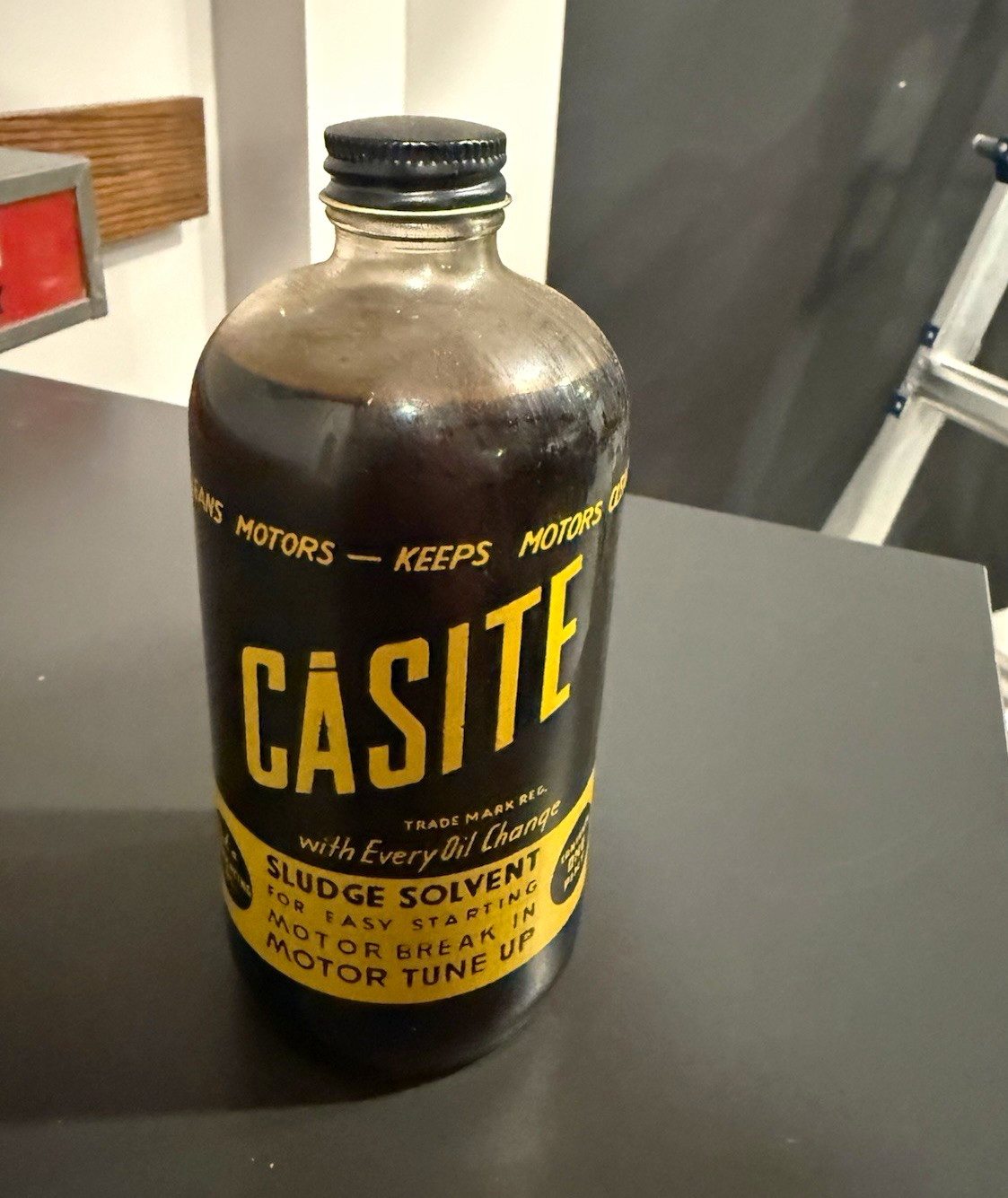 NOS Vintage Casite Sludge Solvent Gas & Oil Advertising Glass