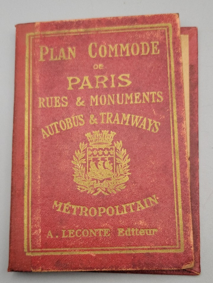 RARE VTG 1930s Paris Map Pocket Guidebook French Transit History Street Index