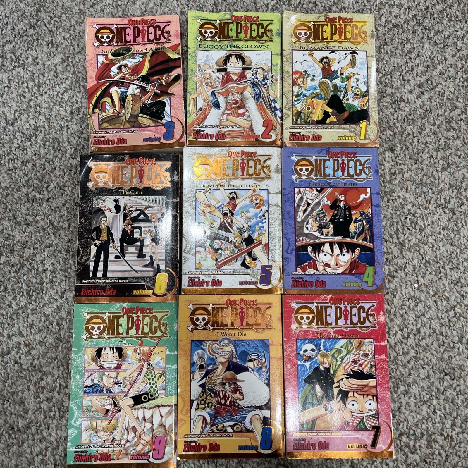 One Piece FIRST PRINTS Gold Foil Manga Shonen Jump 1,2,3,4,5,6,7,8,9
