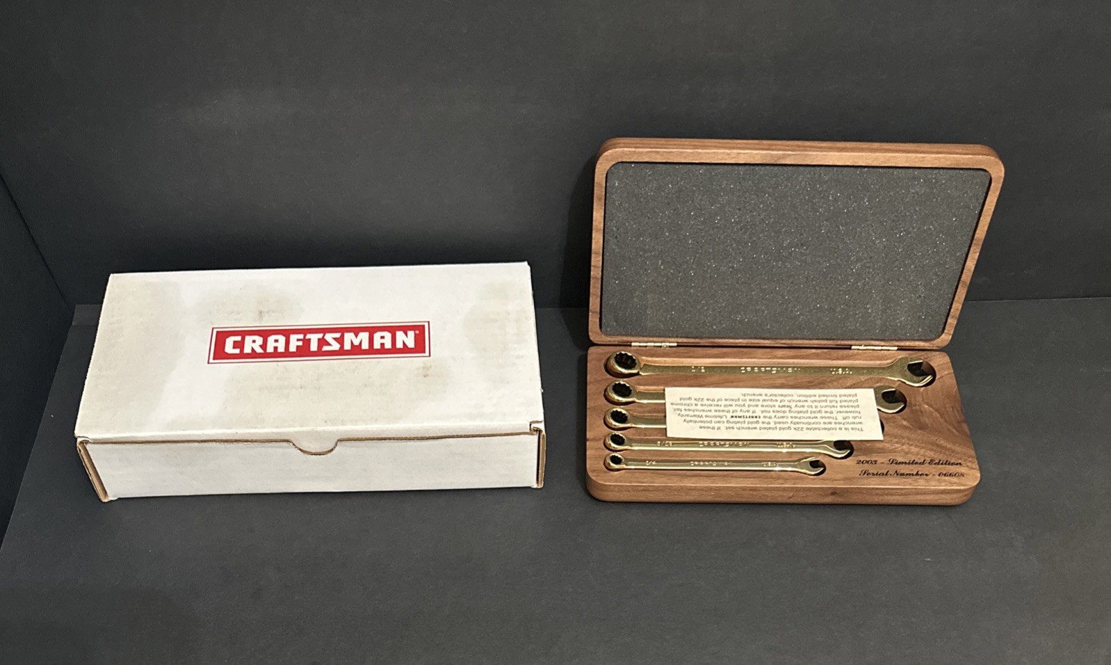NOS 2003 CRAFTSMAN 22K GOLD PLATED 5pc COLLECTORS WRENCH SET LIMITED EDITION USA