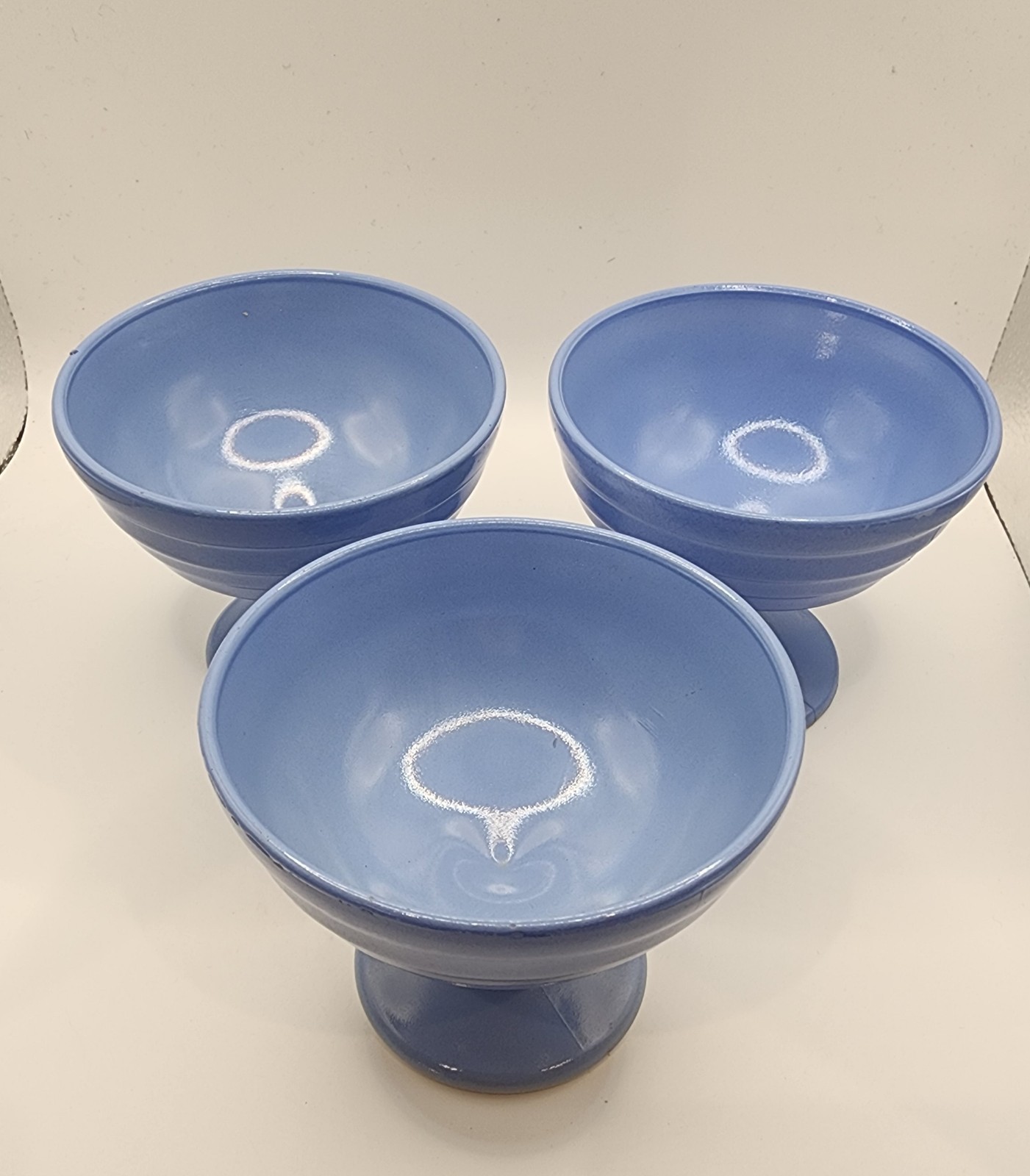MCM Hazel-Atlas Moderntone Platonite Pastel Blue Pedestal Sherbet Cups Set Of 4