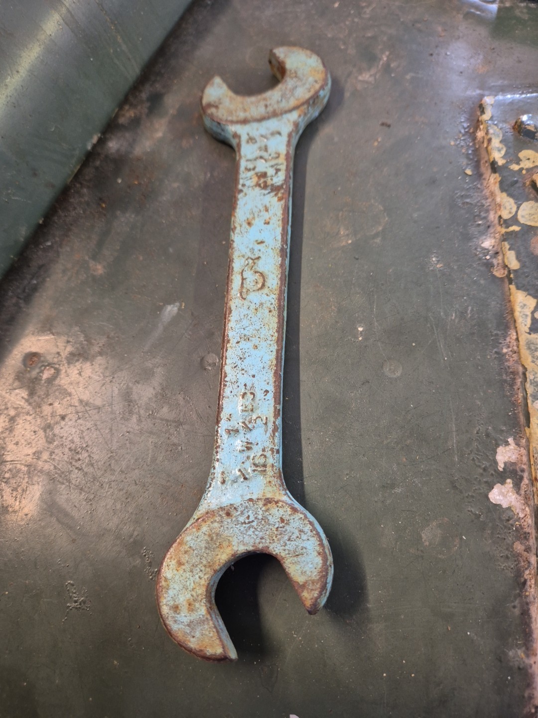Vintage Snail Brand Open Ended Spanner ~ 7/16 x 1/2 NO 3070 UNUSED  BLUE PAINTED