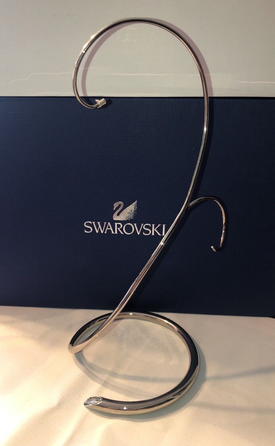 New Swarovski Crystal 5004617 Ornament Stand In Box 9.5” Tall Silver Tone
