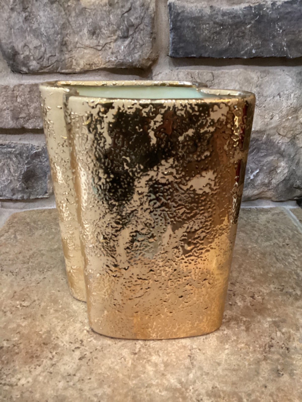 Le Mieux Vase 22kt Gold Paint Vintage MCM Ceramic 1196 9”