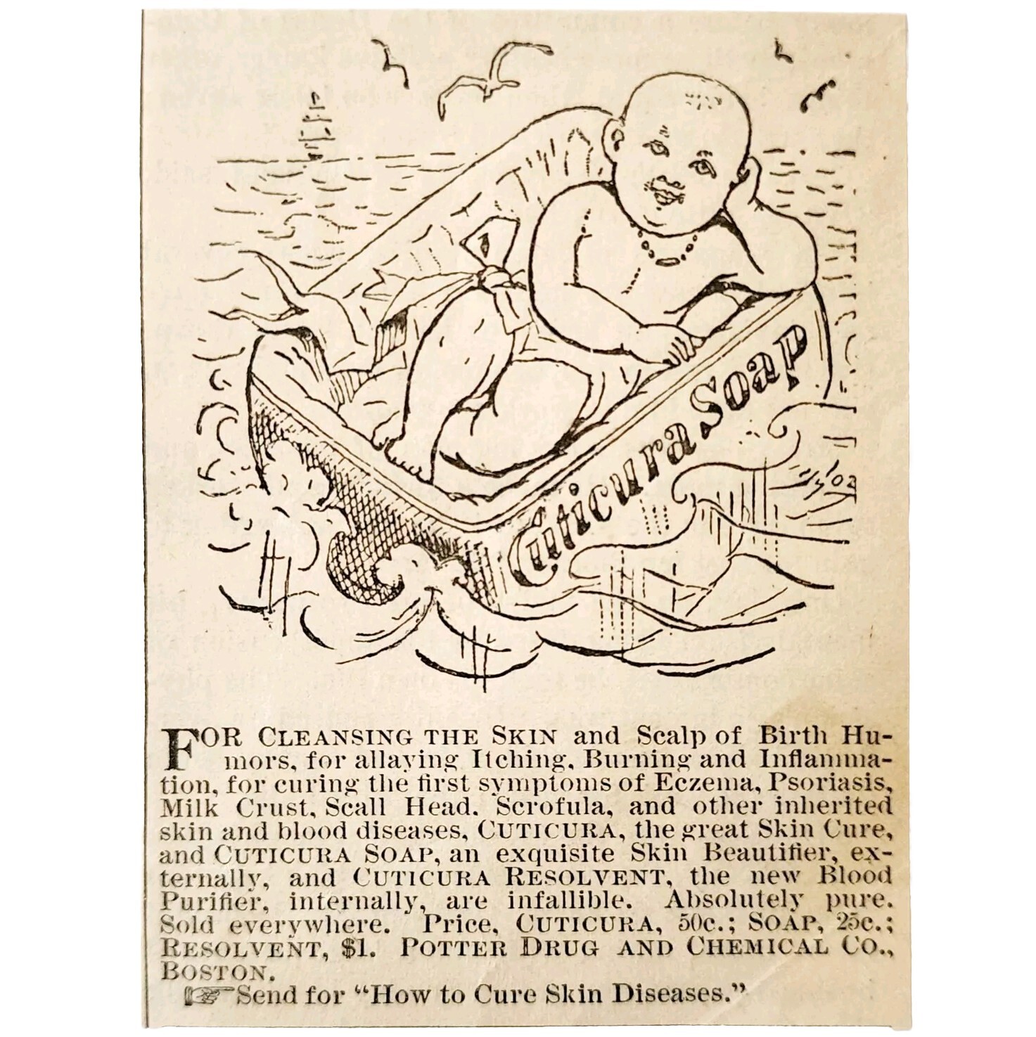 Cuticura Medical Soap Cure 1885 Advertisement Victorian Quack Medicine ADBN1A14