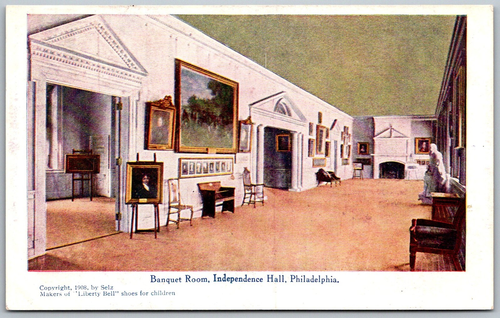 Philadelphia Pennsylvania 1908 Postcard Banquet Room Independence Hall 