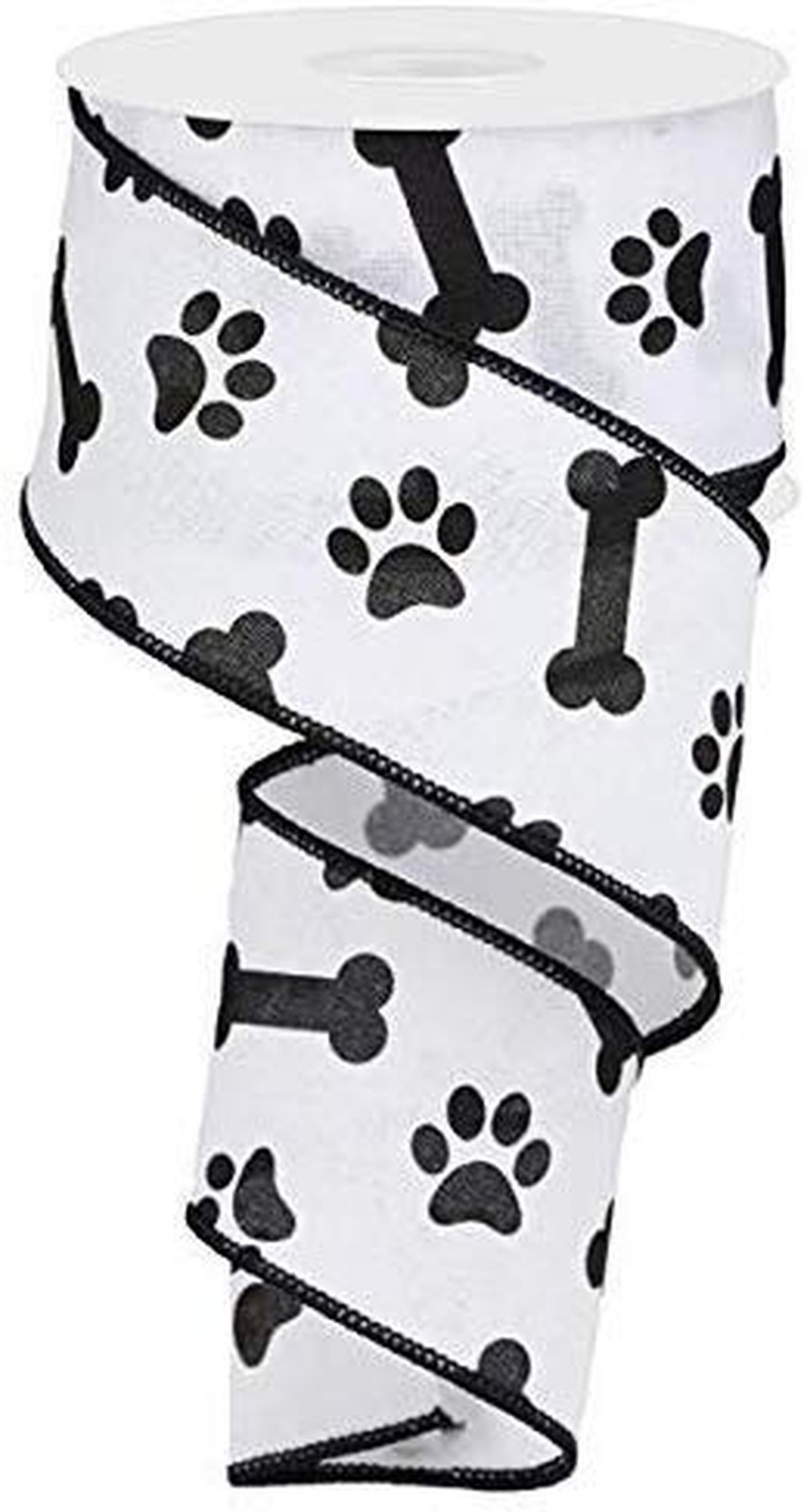Craig Bachman Paw Print & Dog Bone Wired Edge Ribbon, 10 Yards (White, Black,... Craig Bachman Paw Print & Dog Bone Wired Edge Ribbon, 10 Yards (White, Black,...