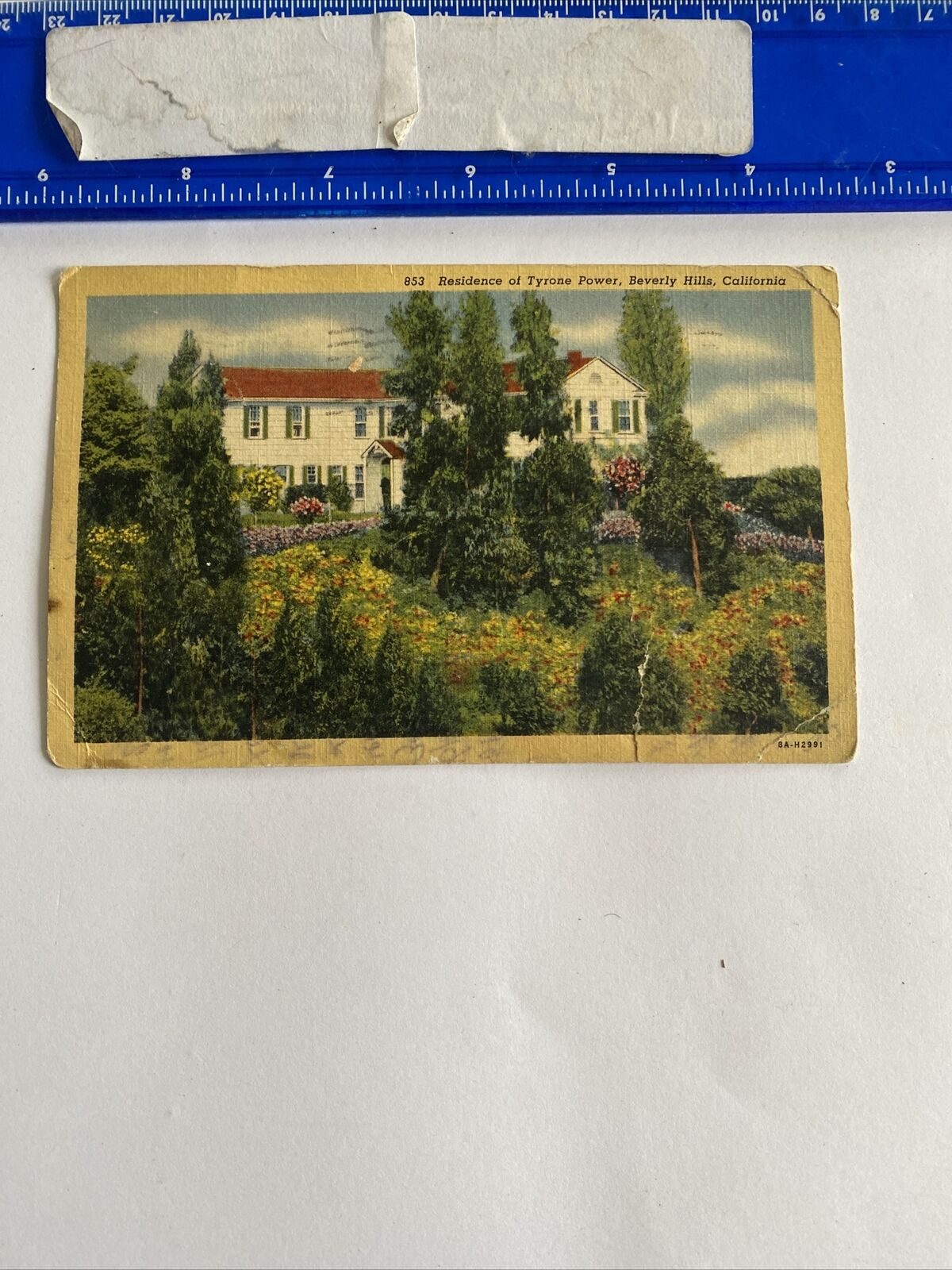 California Postcard Beverly Hills Tyrone Power residence 1940 55A-408G