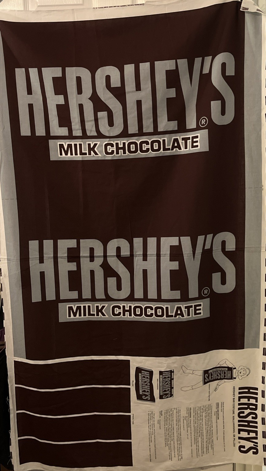 Vintage 1999 Hershey Bar Costume, Wall Hanging, or Pillow Fabric Panel