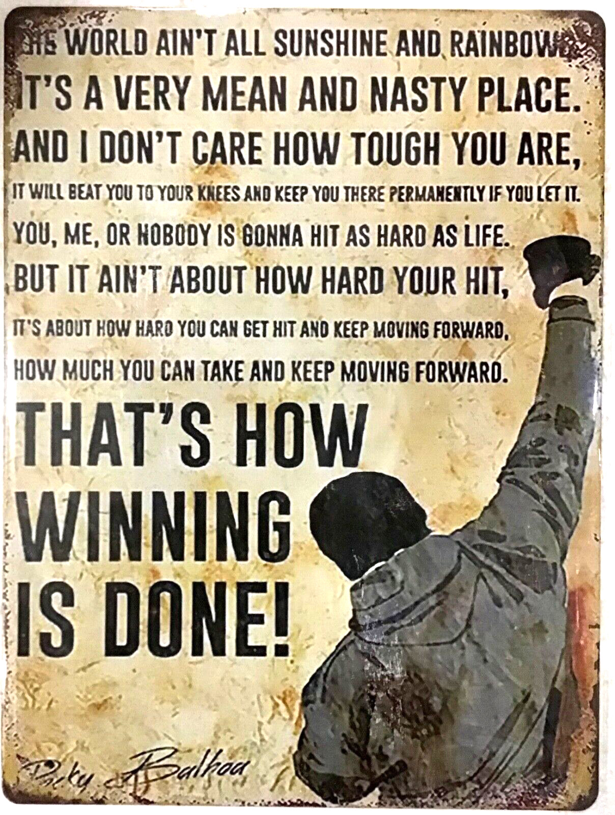 FREE SHIPPING 12x16 TIN SIGN BUY or make OFFER B4 it’s SOLD ROCKY movie boxer
