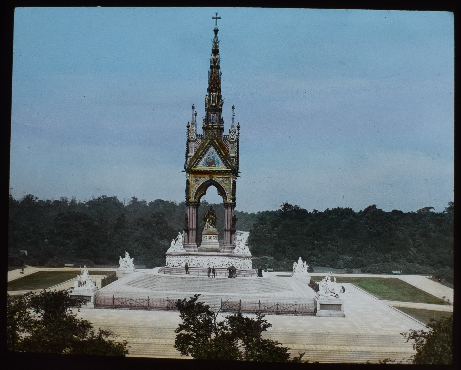 ALBERT MEMORIAL LONDON C1890 OLD VICTORIAN PHOTOGRAPH Magic Lantern Slide