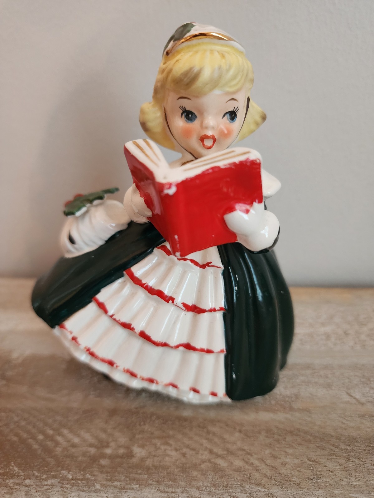 Napco 1956 Christmas Girl Caroler Planter 5” AX1690PB Japan Napco 1956 Christmas Girl Caroler Planter 5” AX1690PB Japan