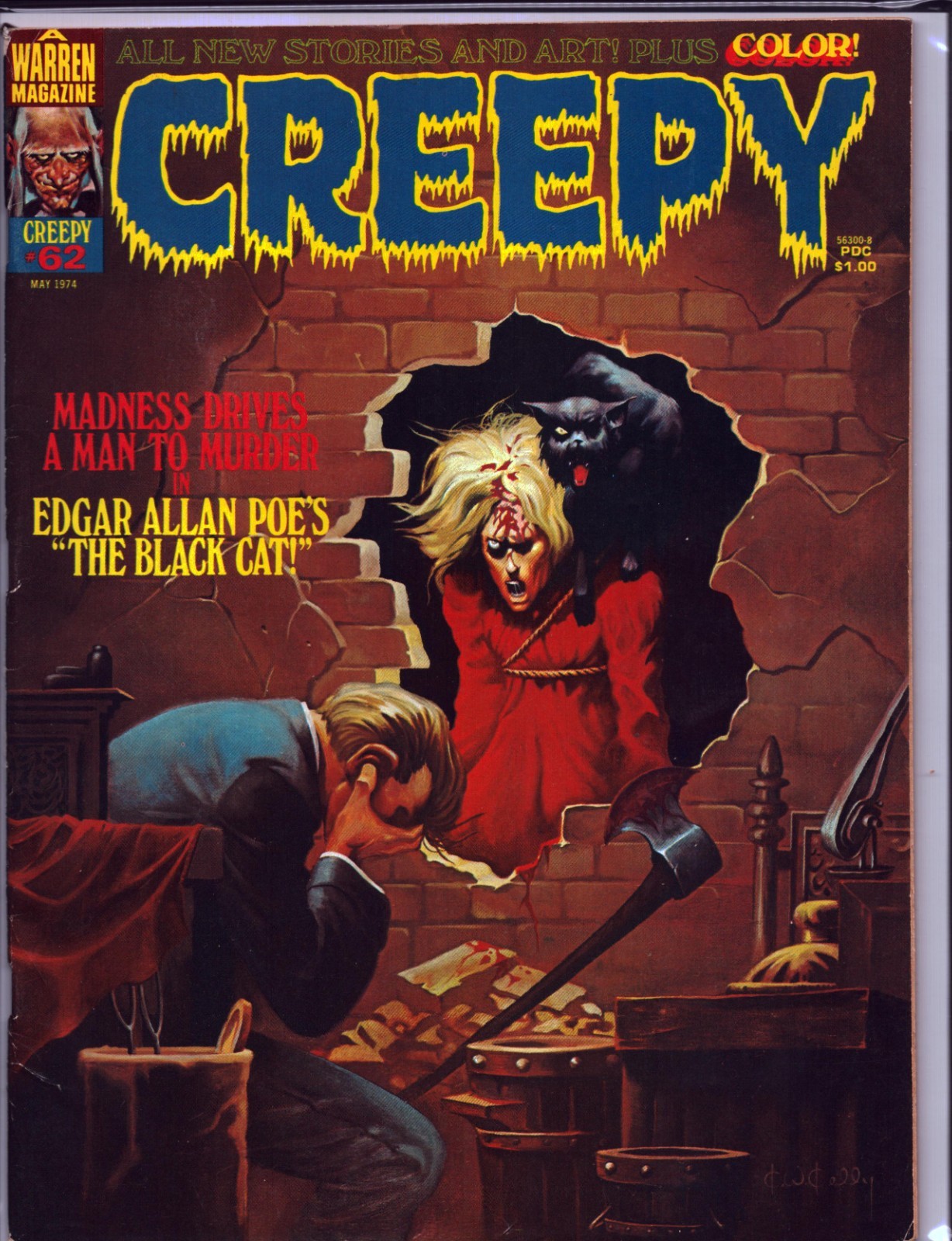 CREEPY Warren Magazine #62 May 1974 Ken Kelly Cover Edgar Allen Poe Black Cat