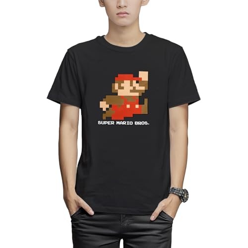 [Fineplus] T-shirt short-sleeved Super Mario Bros. Mario pixel art jump retro