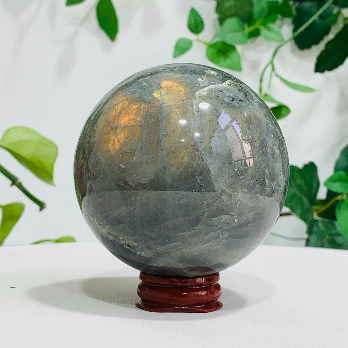 1.3lb Natural Flash Labradorite Quartz Sphere Energy Crystal Ball Reiki Healing 