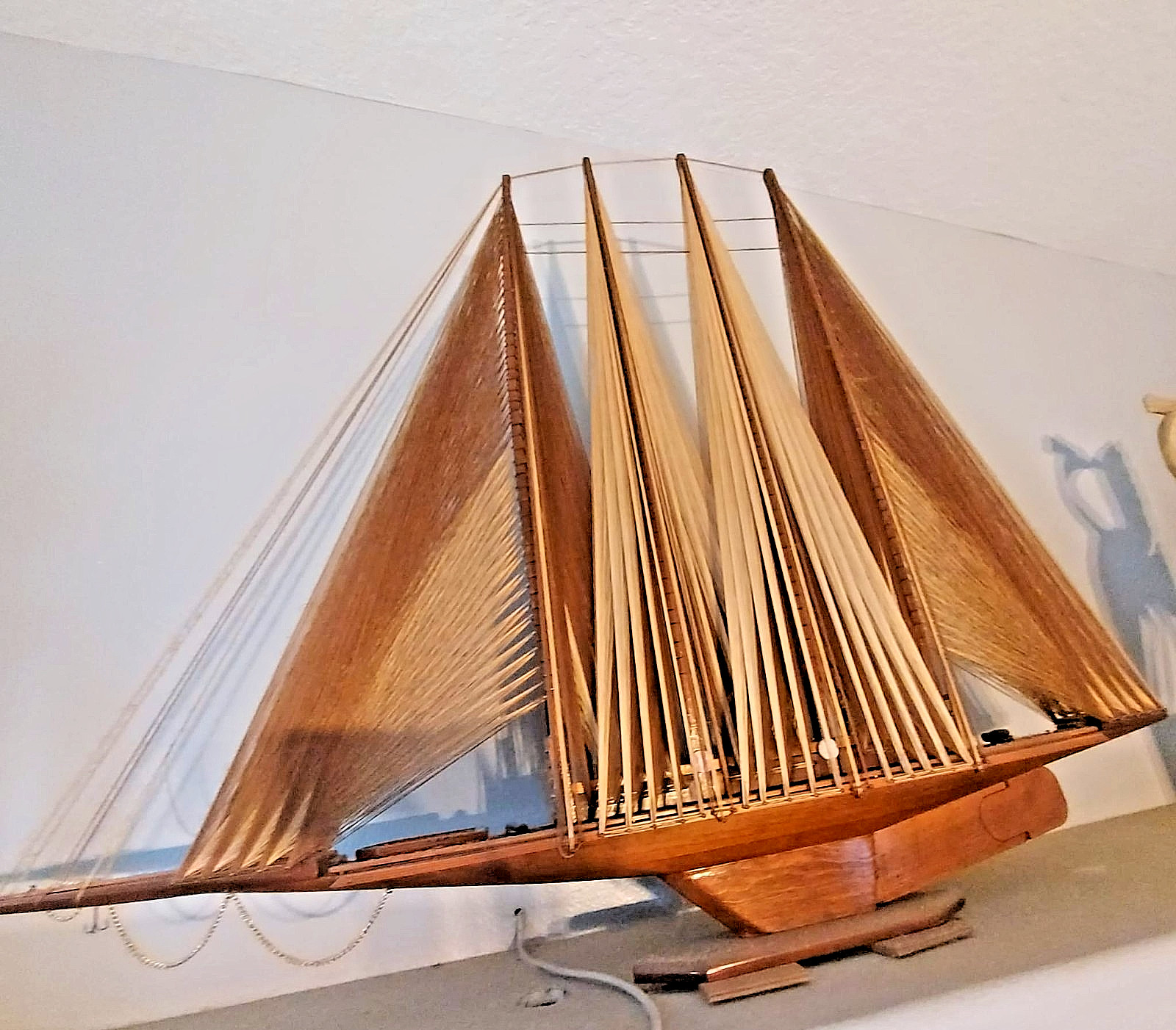 Handcrafted Very Large Wooden Vintage Yacht Model Great Condition Huge 1972