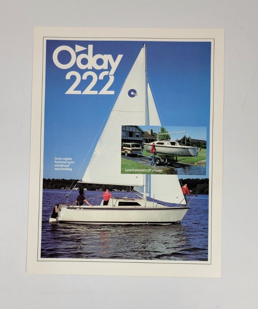 1980s O\'day 222 Vintage Dealer Sales Brochure  - Oday Cruiser Sailboat