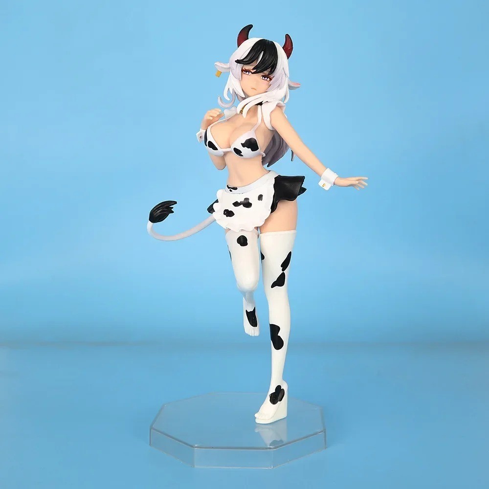 25cm Black Cow Maid Anime Girl Figure Collectible Statue Desktop Model New Gift