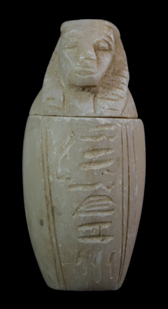 Ancient Egyptian Antiques Rare Antique Stone Canopic Jar Human Head Hieroglyphs