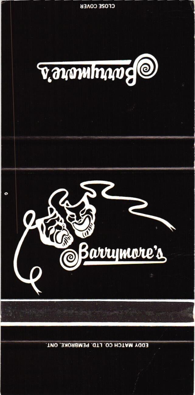 Barrymore's Nightclub Ottawa Ontario, Canada Vintage Matchbook Cover
