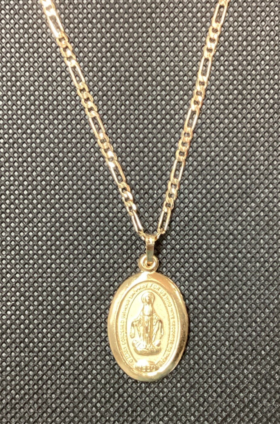 MEDALLA Y CADENA VIRGEN MIRACULOUS MEDAL;14k GOLD PLATED MEDAL AND CHAIN