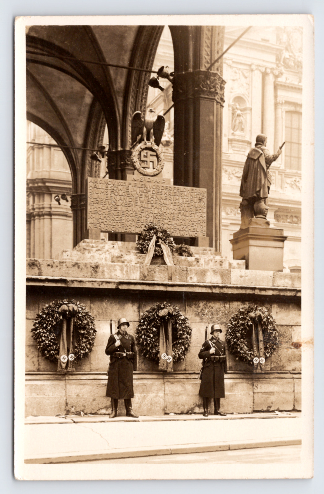c1935 WWII Feldherrnhalle Memorial SS Honor Guard RPPC Munich Third Reich Photo