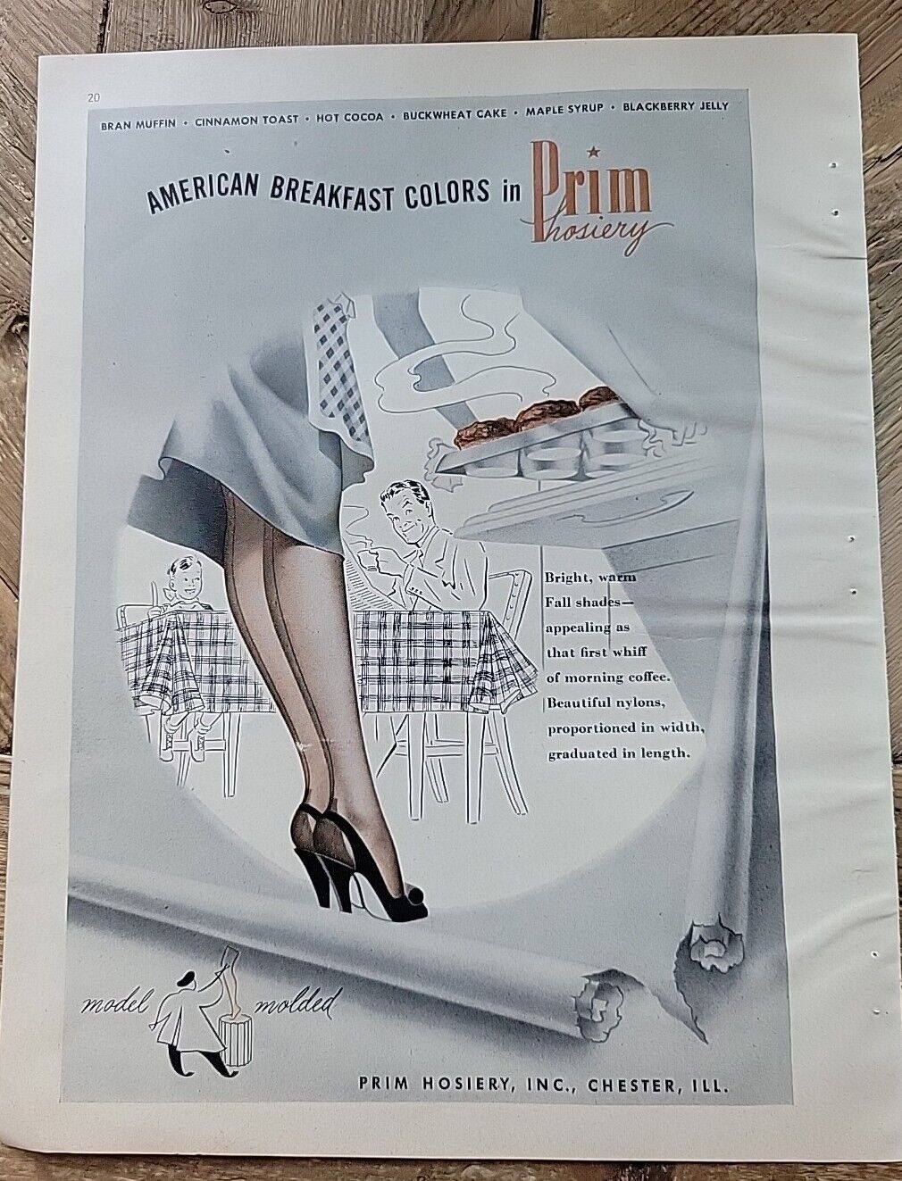 1948 Womens Prim American Breakfast Colors Hosiery Stockings Legs Vintage Ad
