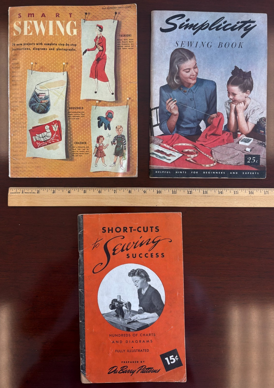 Lot of (3) 1940\'s How To SEWING BOOKS Simplicity Short Cuts Patterns Beginners