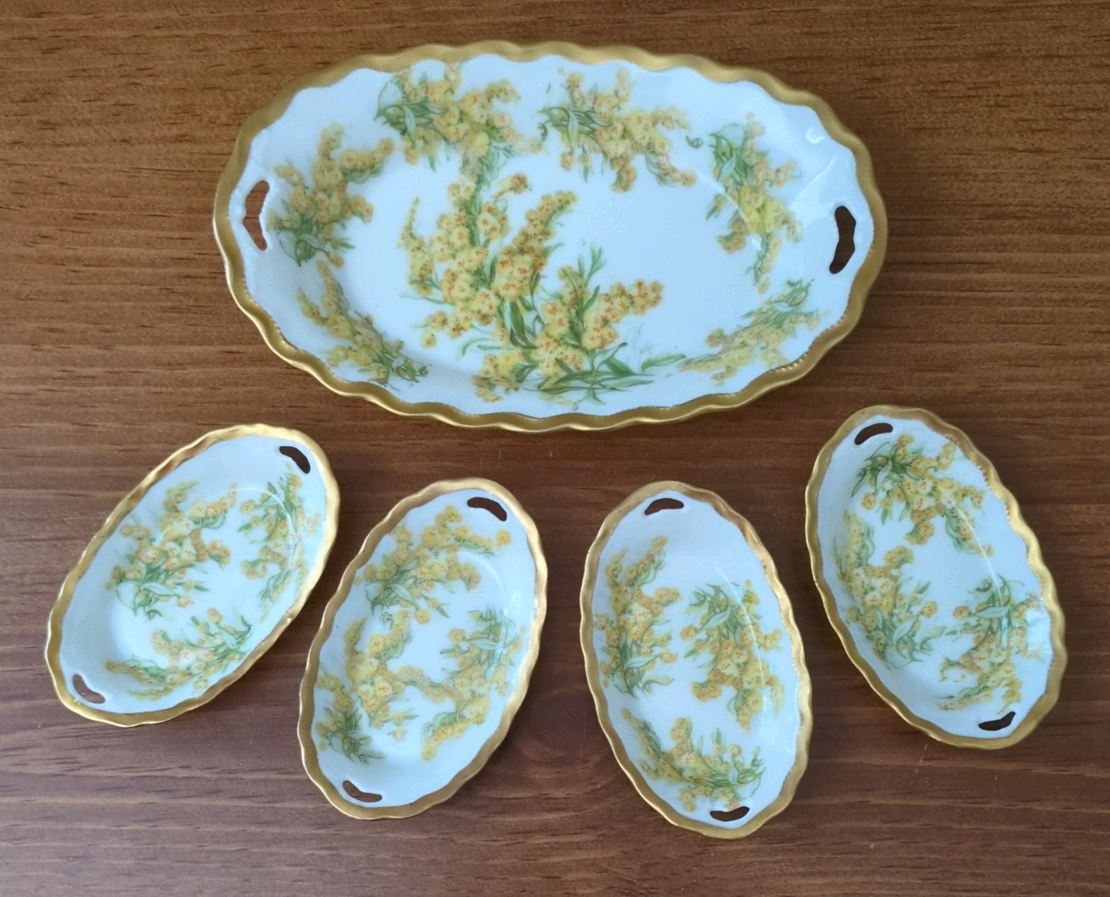 Antique Bavarian Goldenrod Celery & Olive/Relish Serving Set Very Rare Excellent